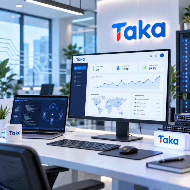 Ruang kerja IT dan dashboard